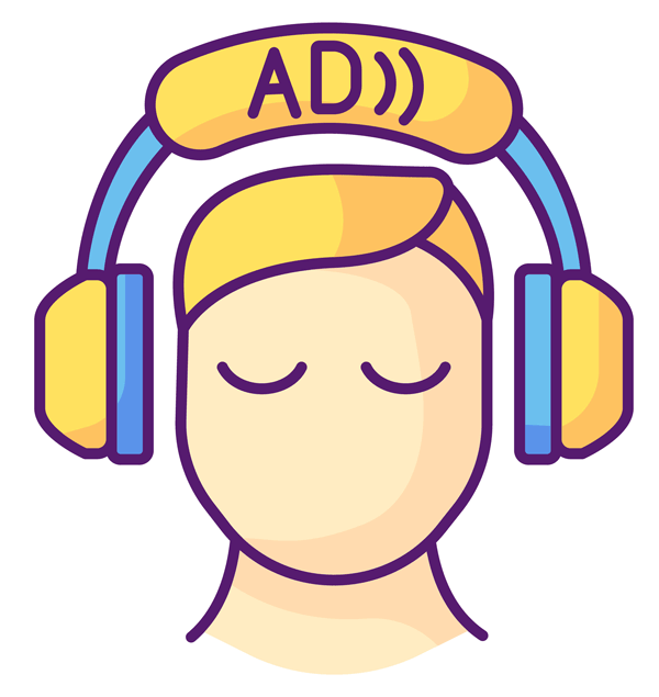 Cartoon of audio description recipient